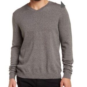 Men’s WALLIN & BROS Brown V-Neck Long Sleeve Sweater Size Large Cashmere‎ blend